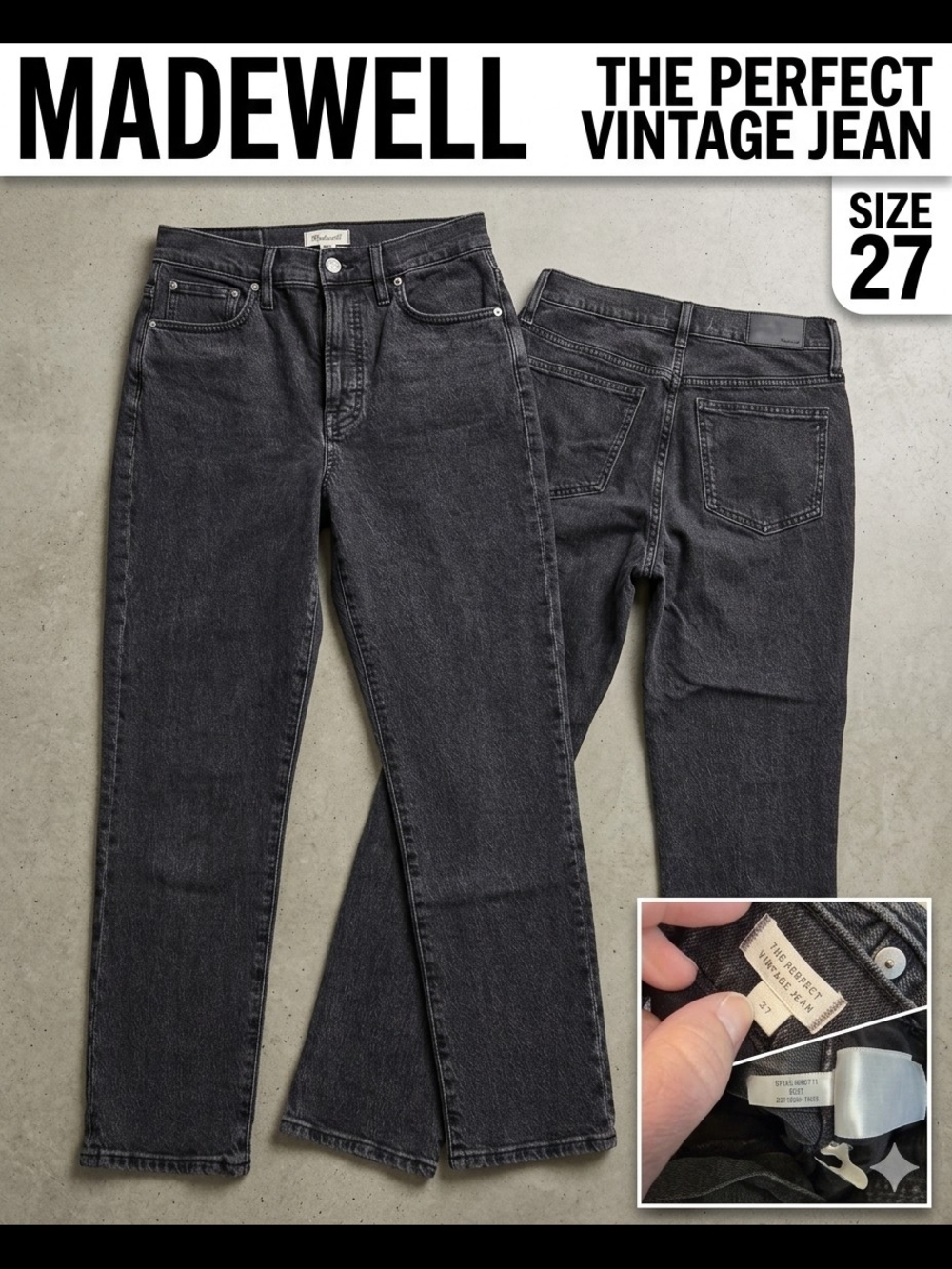 Madewell Women's Black Vintage Straight Jeans - Size 27